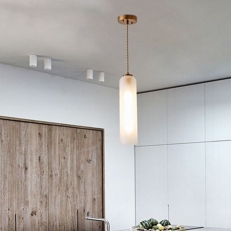 Modern White Glass Pendant Light With Gold Suspension Ideal For Dining Room Ambiance