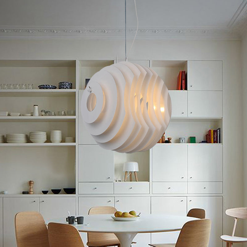 Modern White Honeycomb Dining Room Pendant Light With Metal Suspension - 1-Light