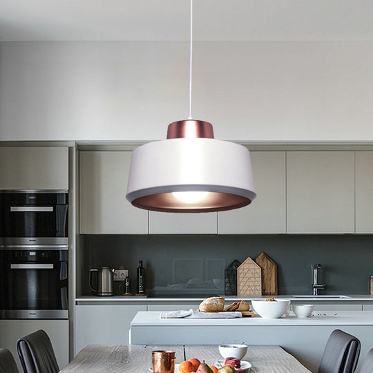 Modern Nordic Hanging Ceiling Light - White Metal Pendant For Dining Room