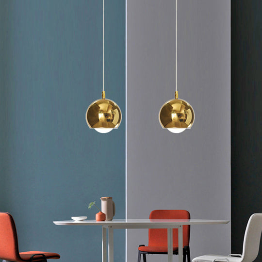 Modern Gold Iron Globe Pendant Lighting: Rotatable Led Hanging Lamp Kit For Table Décor
