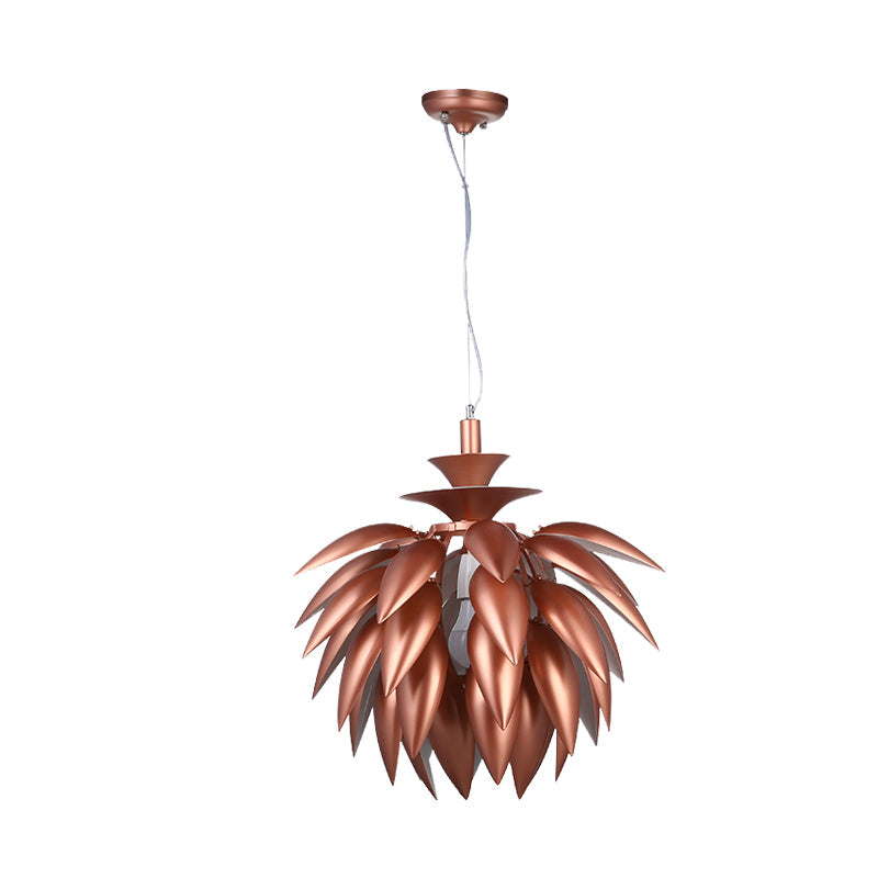Contemporary Copper Pinecone Pendant Lamp - 1-Bulb Metallic Ceiling Suspension Lighting for Restaurants