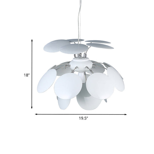 Modern Pinecone Hanging Pendant Lamp - Metallic Finish, 1-Head, Wide 19.5"/23.5" - White