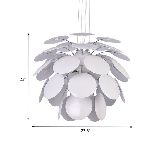 Modern Pinecone Pendant Lamp - Metallic 1-Head White 19.5/23.5 Wide