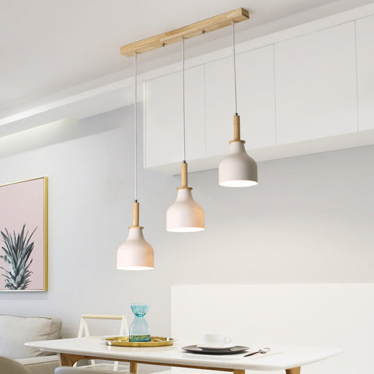 Modern Nordic Urn Cluster Pendant with 3 Head Iron Hanging Light - White/Black Finish