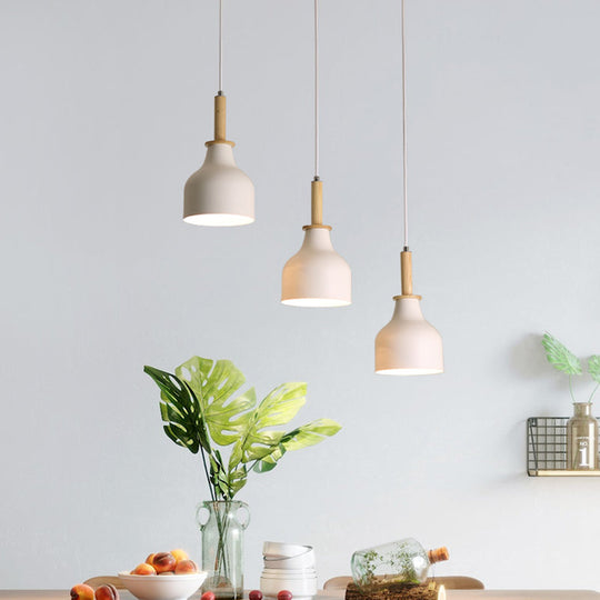 Modern Nordic Urn Cluster Pendant with 3 Head Iron Hanging Light - White/Black Finish