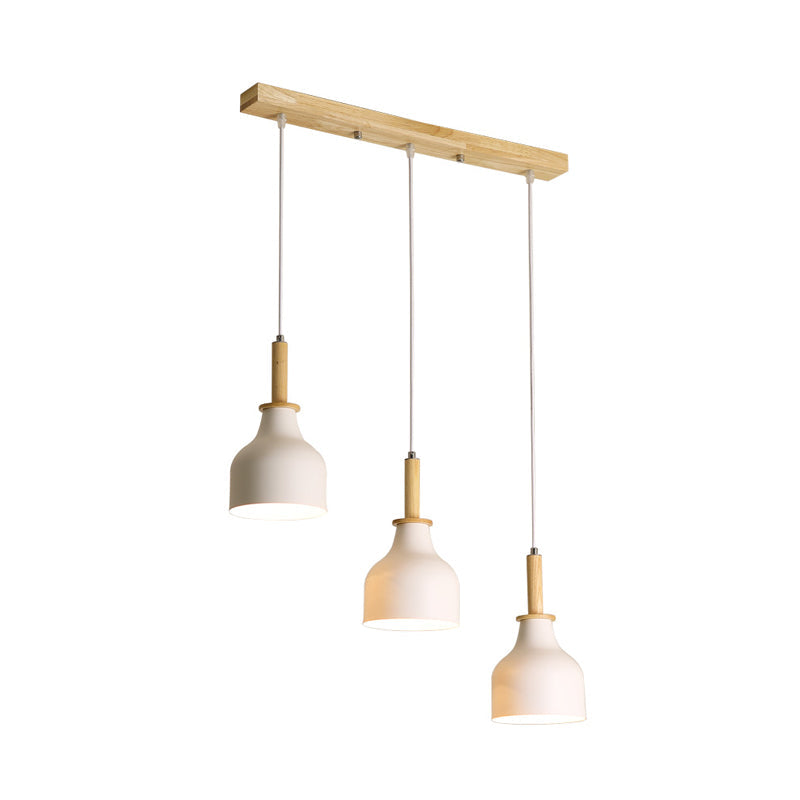 Modern Nordic 3-Light Urn Cluster Pendant With White/Black Finish: Elegant Iron Hanging Light Linear