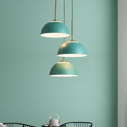 Macaron Cluster Pendant With Down Lighting And Iron Shade - 3 Colors Available For Dining Room Green