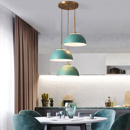 Macaron Cluster Pendant With Down Lighting And Iron Shade - 3 Colors Available For Dining Room
