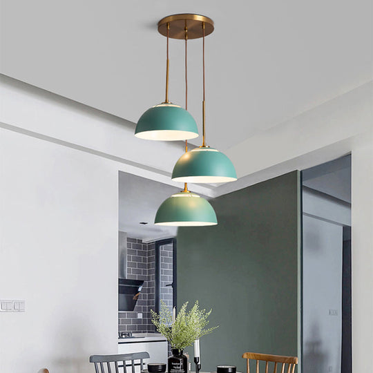 Macaron Cluster Pendant With Down Lighting And Iron Shade - 3 Colors Available For Dining Room