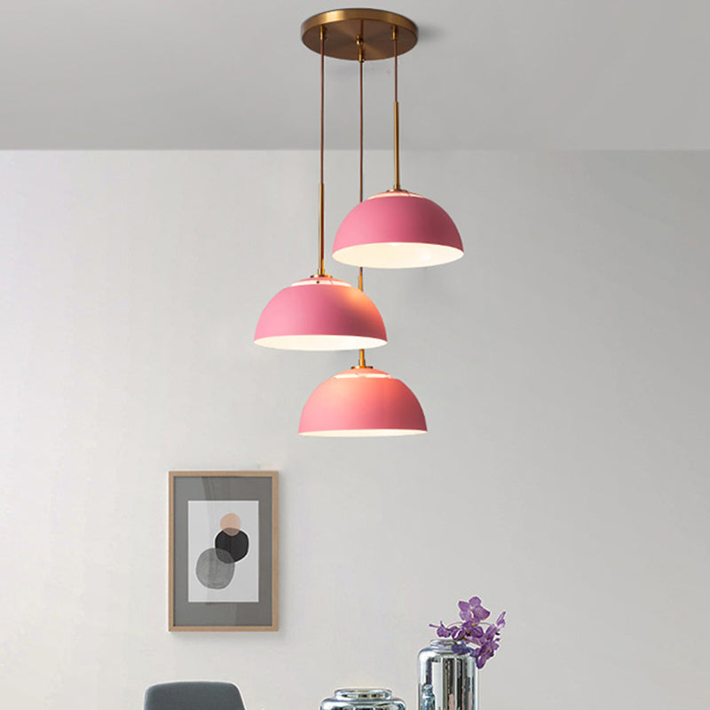 Macaron Cluster Pendant With Down Lighting And Iron Shade - 3 Colors Available For Dining Room