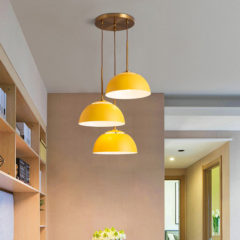 Macaron Cluster Pendant With Down Lighting And Iron Shade - 3 Colors Available For Dining Room