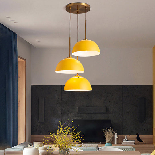 Macaron Cluster Pendant With Down Lighting And Iron Shade - 3 Colors Available For Dining Room
