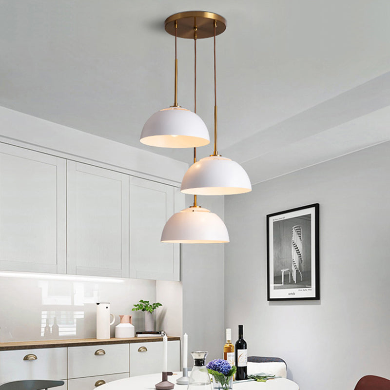 Macaron Cluster Pendant With Down Lighting And Iron Shade - 3 Colors Available For Dining Room