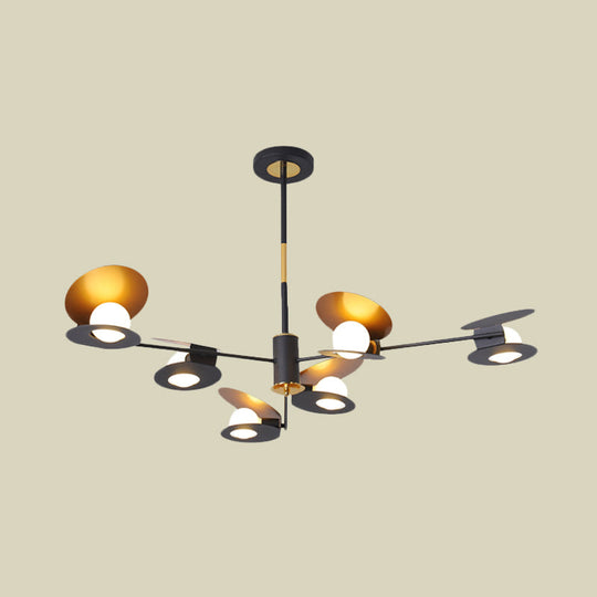 Lustre de plafond contemporain en forme de moule : lampe à suspension de salon à 6/8 ampoules en bleu/noir et or