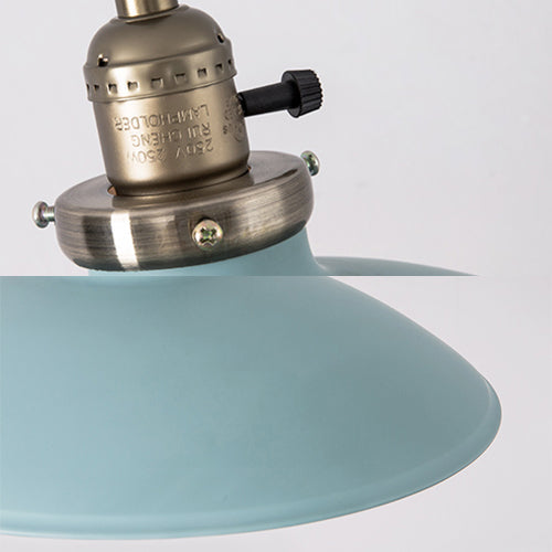 1 Bulb Metallic Hanging Lamp In Stylish Shallow Dome Design - Perfect For Dining Table Pink/Blue