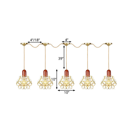 Floral Cluster Pendant Light - Metal Gold 3/5/7 Heads Tradition Series Hanging Ceiling Lamp