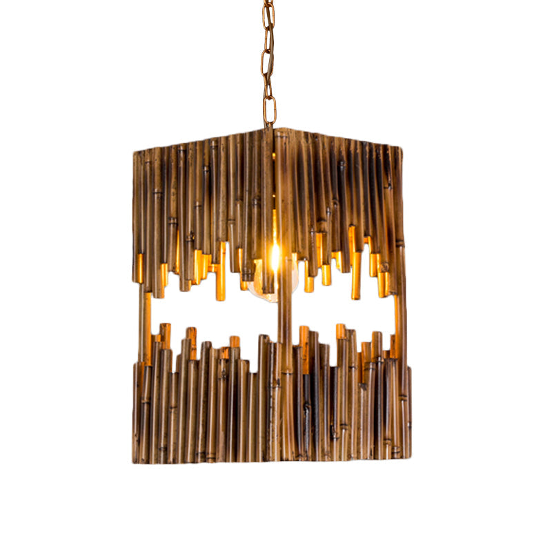 Rustic Wood Ceiling Pendant - Brown Hanging Light Kit For Restaurants