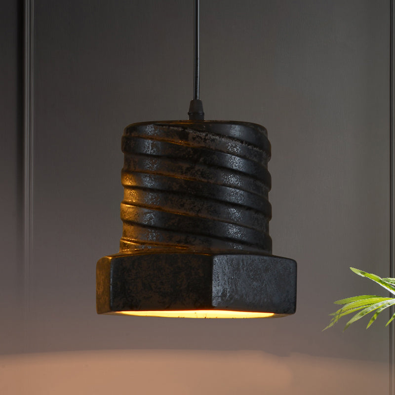 1-Light Ceramic Pendant Lamp in Black - Modern Hanging Light for Dining Room