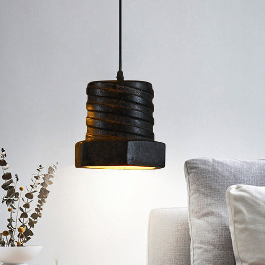 1-Light Ceramic Pendant Lamp in Black - Modern Hanging Light for Dining Room