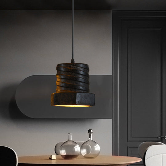 1-Light Ceramic Pendant Lamp in Black - Modern Hanging Light for Dining Room