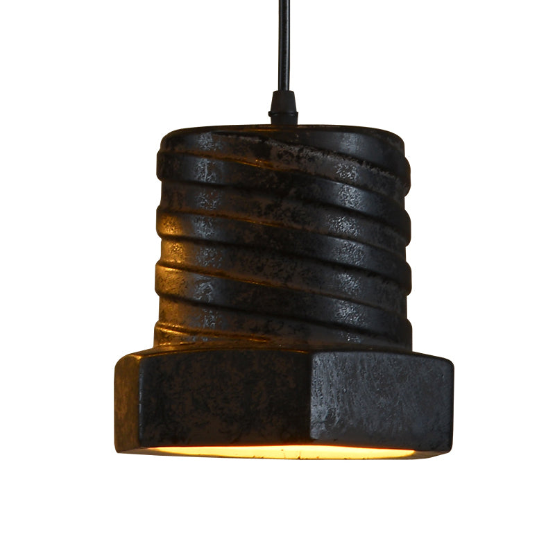 Black Ceramic Cylinder Pendant Lamp - 1-Light Hanging Light Kit For Dining Room