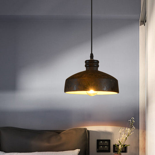 1-Light Ceramic Pendant Lamp in Black - Modern Hanging Light for Dining Room
