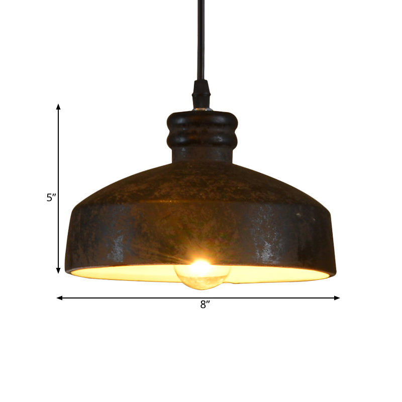 1-Light Ceramic Pendant Lamp in Black - Modern Hanging Light for Dining Room