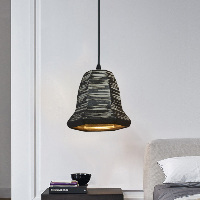 Industrial Style Black Ceramic Suspension Pendant Light for Restaurants - 1-Head Cylinder/Urn Design