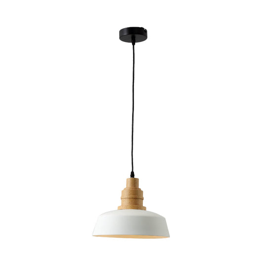 Modern Nordic Restaurant Pendant Ceiling Light with White Finish and Iron Bowl Shade