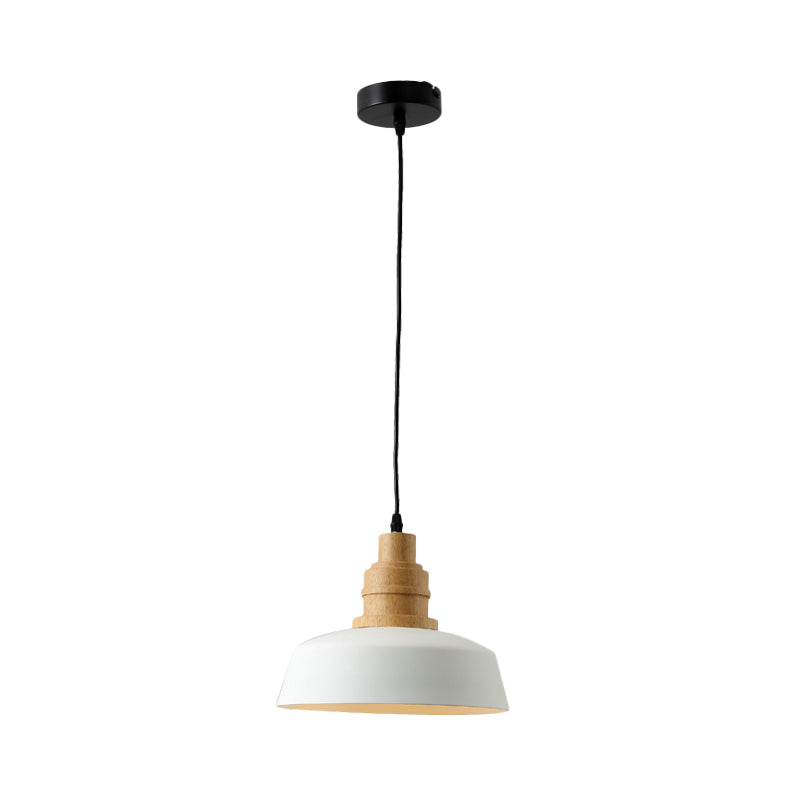 Modern Nordic White Pendant Light With Bowl Iron Shade - Ideal For Restaurants 1-Bulb Hanging