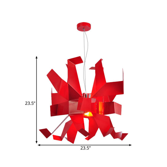 Lampe à suspension contemporaine en métal rouge avec design abstrait et 1 ampoule