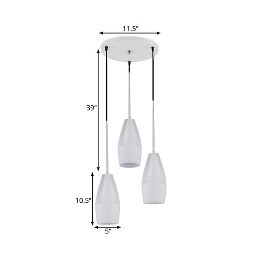 Modern White Glass Waterdrop Suspension Light - Cluster Pendant Lamp With 3 Heads For Dining Room