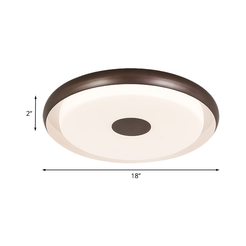 Modern Halo Flush Mount Light Iron Led Bedroom Flushmount Lighting In Coffee (18/21 Width)