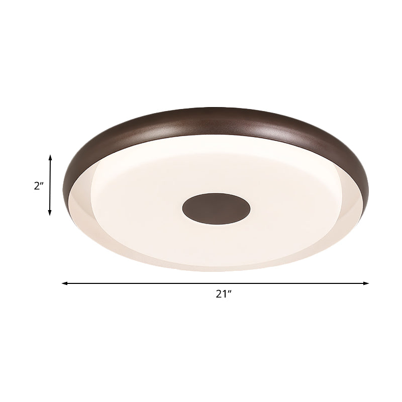 Modern Halo Flush Mount Light Iron LED Bedroom Flushmount Lighting in Coffee (18"/21" Width)
