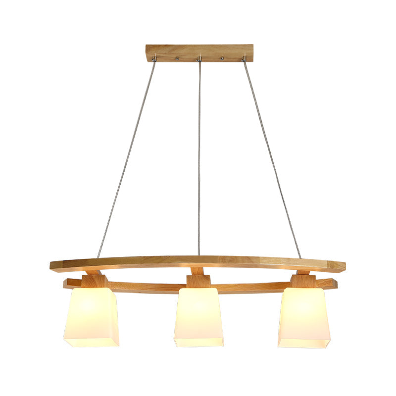 Minimalist Wood And Glass Pendant Light With 3 Bulbs For Kitchen