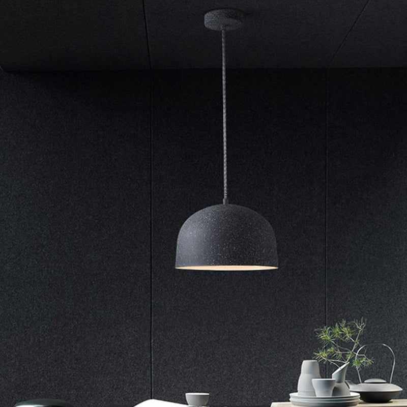 Minimalist Pendant Light Kit - Black/Grey Finish, Dome Ceiling Hang Fixture with Iron Shade