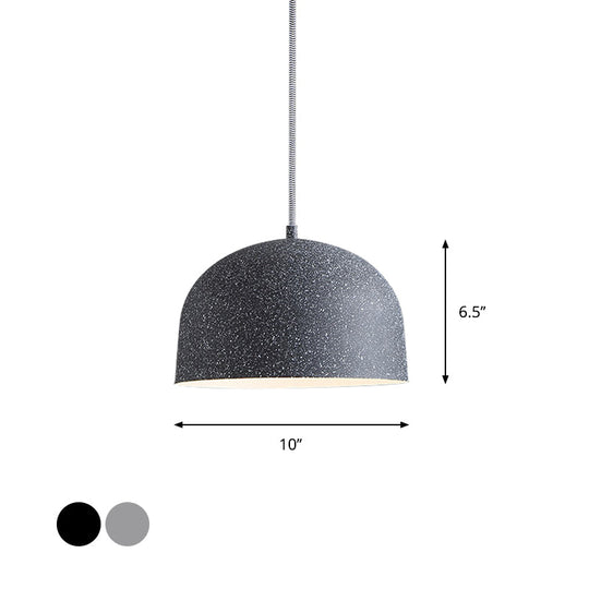 Minimalist Pendant Light Kit - Black/Grey Finish, Dome Ceiling Hang Fixture with Iron Shade