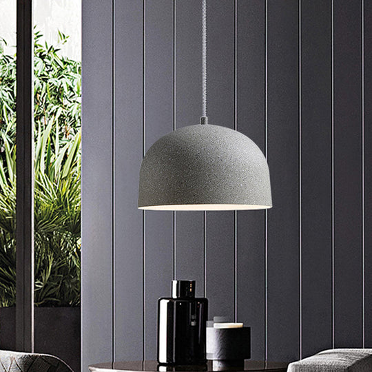 Minimalist Pendant Light Kit - Black/Grey Finish, Dome Ceiling Hang Fixture with Iron Shade