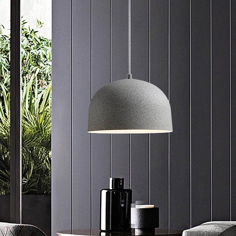 Minimalist Dome Pendant Light Kit - Single Bulb Black/Grey Iron Shade Ceiling Hanging Fixture