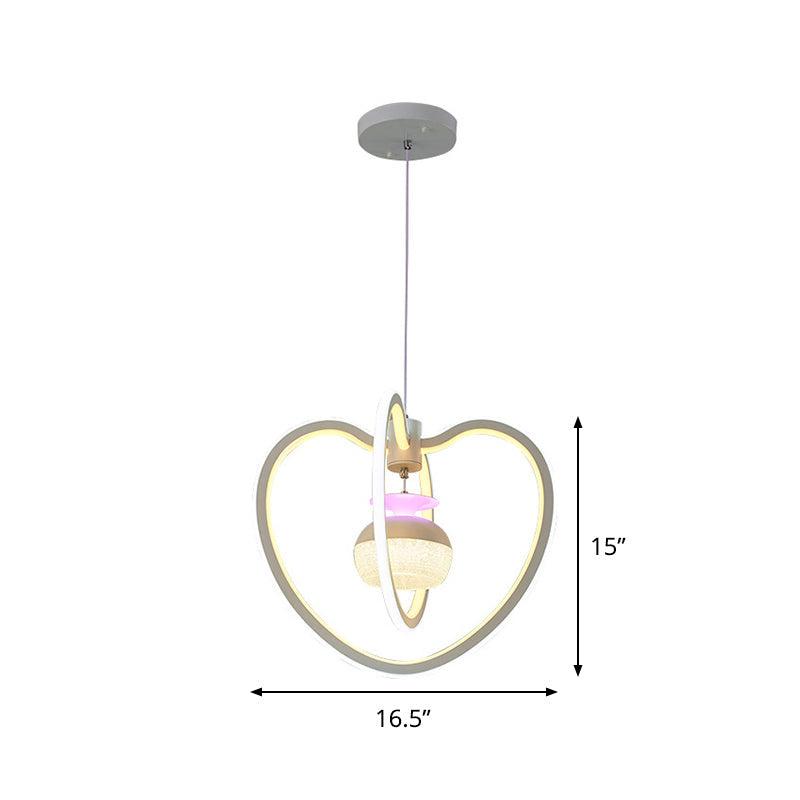 Lampe suspendue minimaliste en forme de cœur en acrylique à LED avec kit d'éclairage suspendu blanc et design de pot