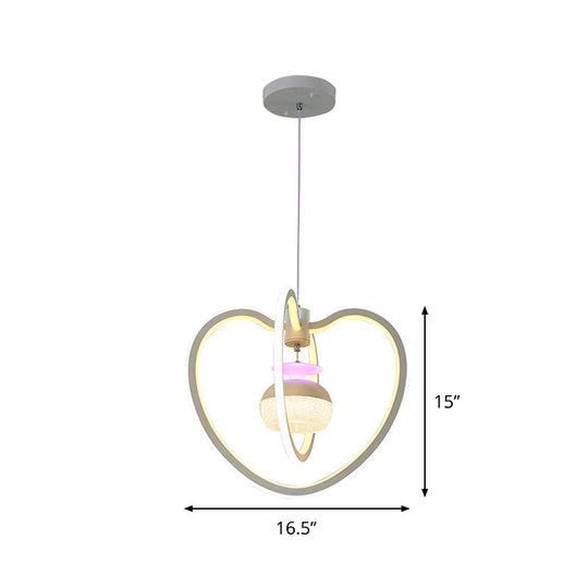 Lampe suspendue minimaliste en forme de cœur en acrylique à LED avec kit d'éclairage suspendu blanc et design de pot