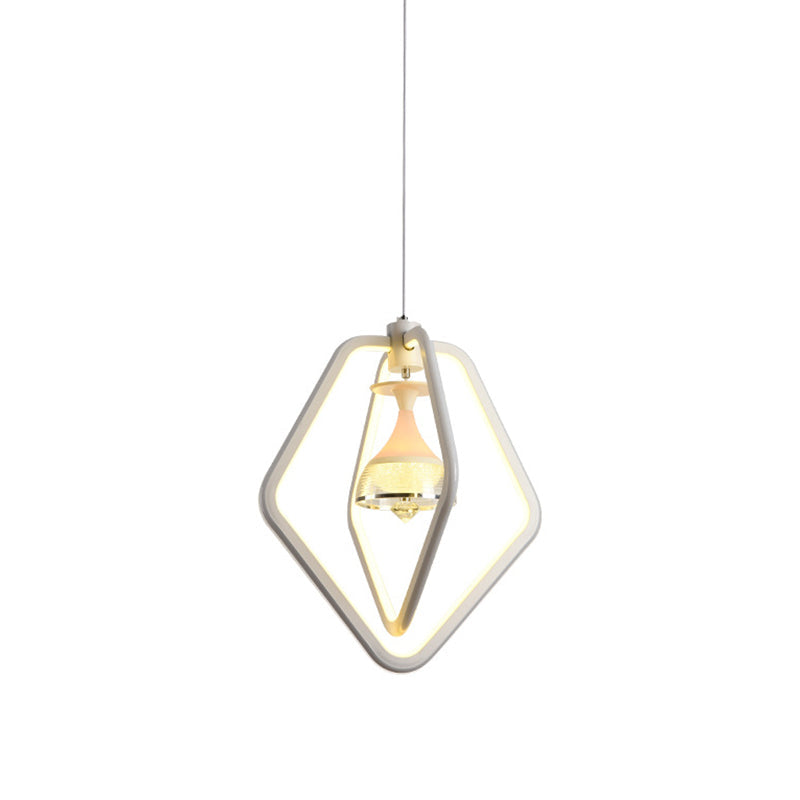 Lampe à suspension LED en acrylique blanc élégant pour salle à manger - Design simple de tasse à vin