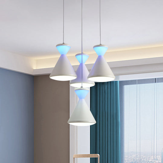 Suspension LED blanche moderniste avec abat-jour en acrylique en forme de sablier - Parfait pour la salle à manger