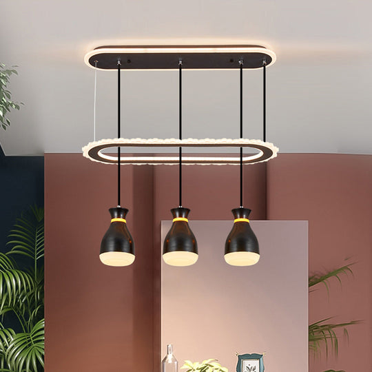 Minimalist Led Multi Light Pendant With Oval Ring Shelf For Dining Room - Wine Jar Ceiling Fixture