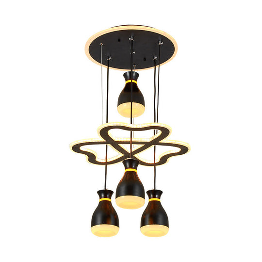 Modern Acrylic Cluster Pendant Light With Heart Frame Beam In White/Black