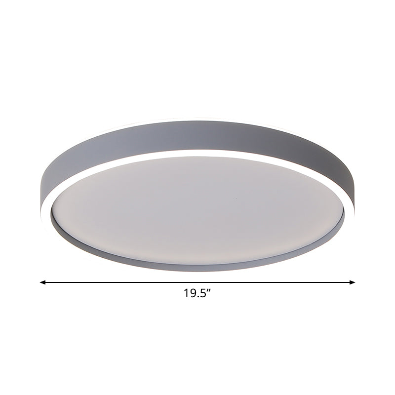 Modern Metallic Round Led Flushmount Ceiling Light White/Warm 16/19.5 Dia