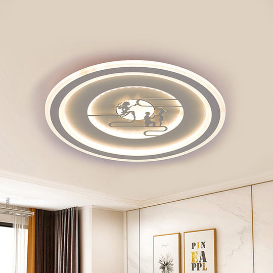Minimalist Acrylic LED Flush Mount with Unique Lovers Pattern