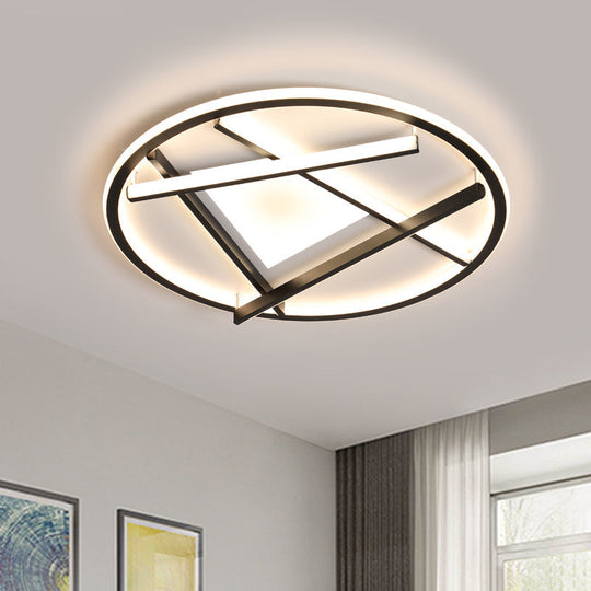 16"/19.5" Acrylic Ring LED Flush Mount Ceiling Light in Black, White/Warm Light