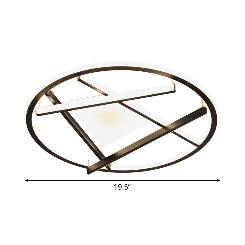 16"/19.5" Acrylic Ring LED Flush Mount Ceiling Light in Black, White/Warm Light