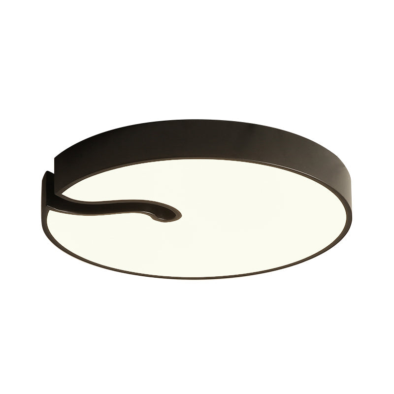 Modern Metallic Drum Flush Mount LED Ceiling Lamp in White/Black - 16"/19.5" Dia